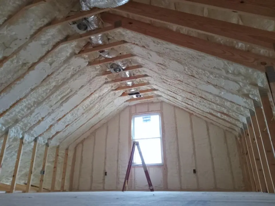 Spray foam roofing application for Crawl Space Insulation project in Cape Elizabeth